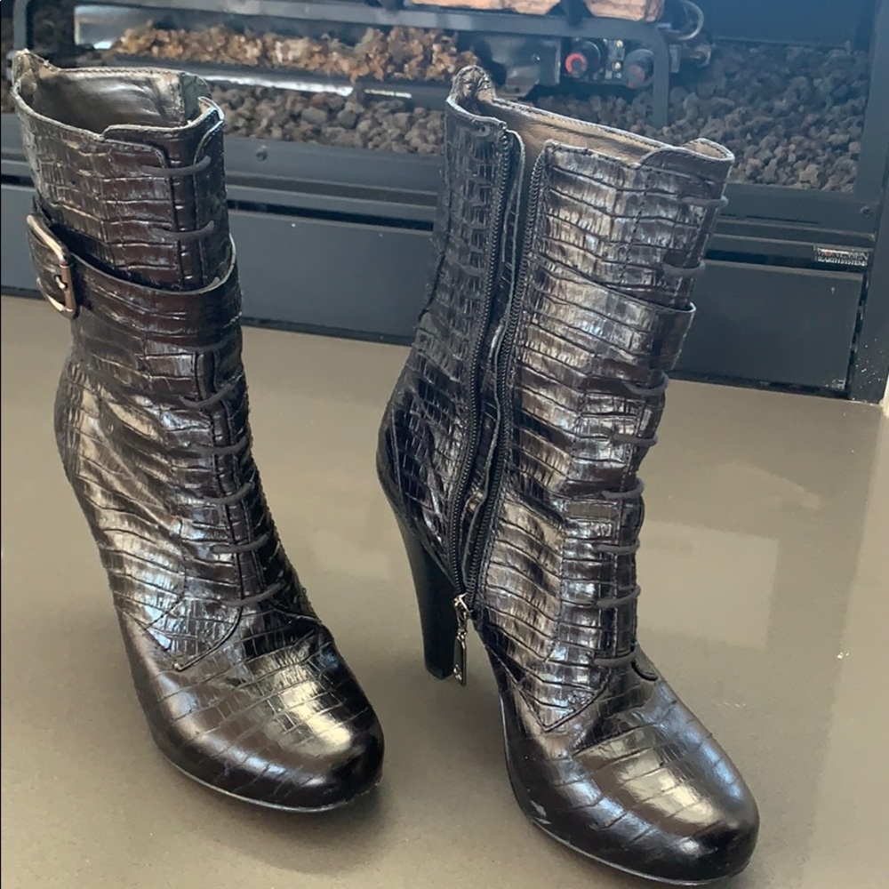 black high heel boots